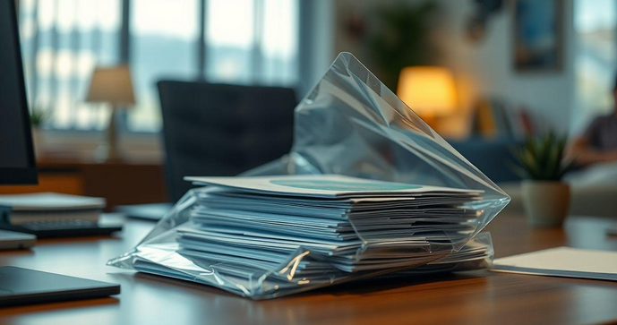 Envelope plástico adesivado como solução prática para organização e proteção